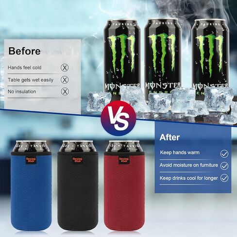 Desing Wish 12oz Can Cooler Sleeve, 12 OZ Standard Beer Can Sleeves Non-slip Neoprene Soda Pop Cans Coolers Sleeves Beverage Insulator Holder Beer Bottles Coolers 4 Pack (Red/Black/Blue/Cyan) in Kuwait