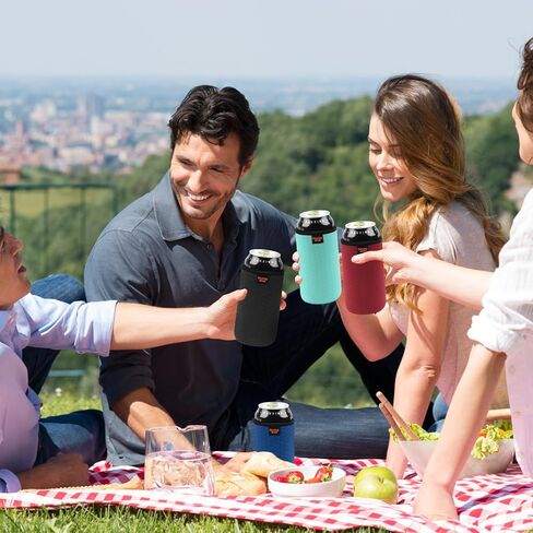 Desing Wish 12oz Can Cooler Sleeve, 12 OZ Standard Beer Can Sleeves Non-slip Neoprene Soda Pop Cans Coolers Sleeves Beverage Insulator Holder Beer Bottles Coolers 4 Pack (Red/Black/Blue/Cyan) in Kuwait