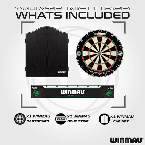 Winmau Darts - Masters Pro Premium Bristle Dartboard Set - Includes Dart Board, Darts, Flights, Shafts and Oche Strip - Professional Steel Tip Dartboard Set for Adults in Kuwait