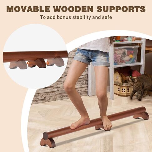 Balance Beam 40 Inch Beam, Feet Arch Relief, Wood Gymnastics Beam for Home Use, Anti-Slip Balance Beam for Kids Fun Balance Practice, Foot Stretcher Massage for Fasciitis Therapy Ankle Relaxing in Saudi Arabia