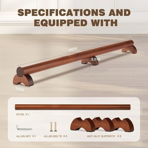 Balance Beam 40 Inch Beam, Feet Arch Relief, Wood Gymnastics Beam for Home Use, Anti-Slip Balance Beam for Kids Fun Balance Practice, Foot Stretcher Massage for Fasciitis Therapy Ankle Relaxing in Saudi Arabia