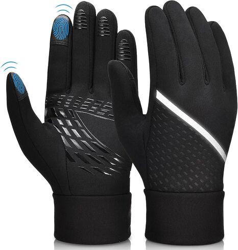 OOPOR Winter Warm Gloves Running Gloves - Touch Screen Cycling Thermal Gloves Man Woman Windproof Gloves Non Slip Ultralight Biking Black Gloves with Fleece Lining for Hiking Driving Climbing in Saudi Arabia