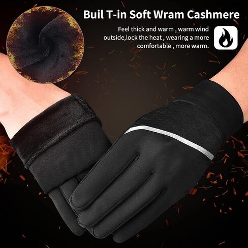 OOPOR Winter Warm Gloves Running Gloves - Touch Screen Cycling Thermal Gloves Man Woman Windproof Gloves Non Slip Ultralight Biking Black Gloves with Fleece Lining for Hiking Driving Climbing in Saudi Arabia