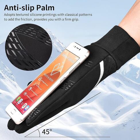 OOPOR Winter Warm Gloves Running Gloves - Touch Screen Cycling Thermal Gloves Man Woman Windproof Gloves Non Slip Ultralight Biking Black Gloves with Fleece Lining for Hiking Driving Climbing in Saudi Arabia