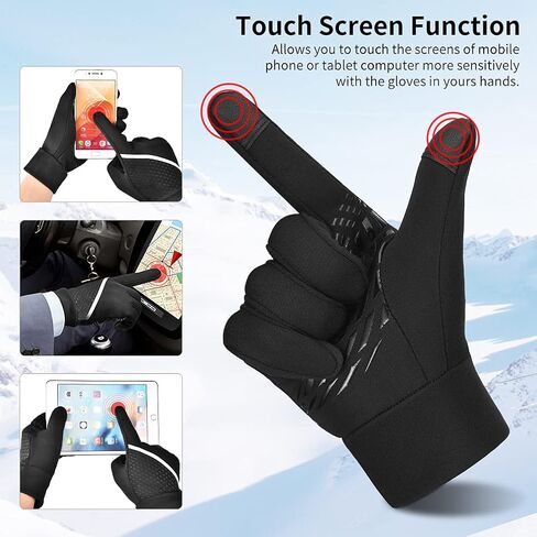 OOPOR Winter Warm Gloves Running Gloves - Touch Screen Cycling Thermal Gloves Man Woman Windproof Gloves Non Slip Ultralight Biking Black Gloves with Fleece Lining for Hiking Driving Climbing in Saudi Arabia