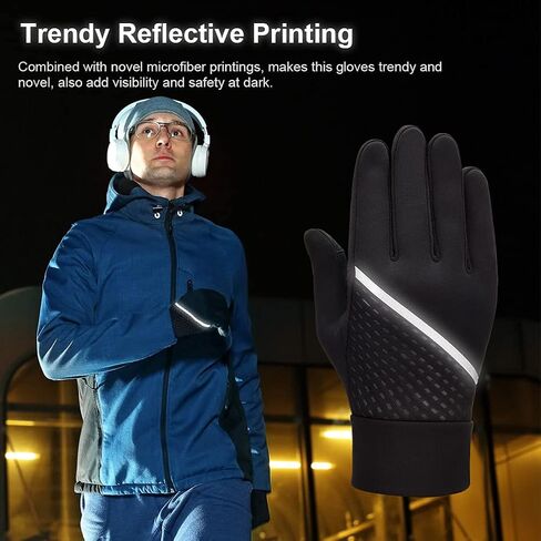 OOPOR Winter Warm Gloves Running Gloves - Touch Screen Cycling Thermal Gloves Man Woman Windproof Gloves Non Slip Ultralight Biking Black Gloves with Fleece Lining for Hiking Driving Climbing in Saudi Arabia