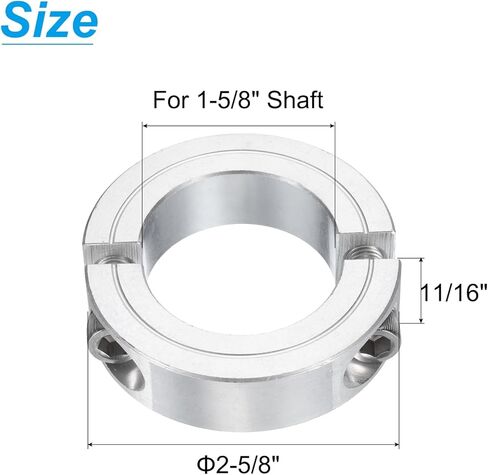 uxcell 4 قطع مزدوجة المشبك على طوق العمود لعمود 1-5/8 بوصة، طوق تثبيت من قطعتين 2-5/8 بوصة OD، سمك 11/16 بوصة، مجموعة سبائك الألومنيوم مشبك طوق مقسم المسمار in Kuwait