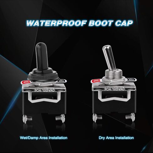 الثقيلة الروك تبديل 15A 250V 20A 125V SPST 2Pin ON / OFF التبديل المعدنية الخفافيش للماء التمهيد غطاء تغليف -5 حزمة in Kuwait