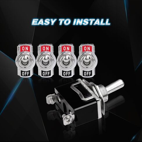الثقيلة الروك تبديل 15A 250V 20A 125V SPST 2Pin ON / OFF التبديل المعدنية الخفافيش للماء التمهيد غطاء تغليف -5 حزمة in Kuwait