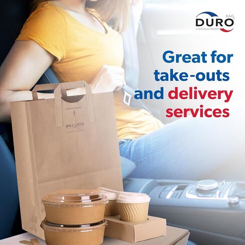 أكياس ورق بنية من دورو بوزن 70 رطل مع مقابض عدد 300، 12 × 7 × 17 بوصة، أكياس بقالة ورقية بمقابض، أكياس إعادة تدوير الورق، أكياس ورق كبيرة، أكياس ورقية in Kuwait