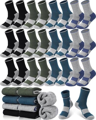 Suhine 12 Pairs Merino Wool Socks for Men Boss Day Gifts Thick Thermal Winter Warm Hiking Cushion Boot Work Socks (One Size Fits 6-13) in Saudi Arabia