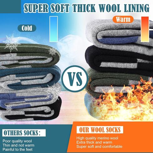 Suhine 12 Pairs Merino Wool Socks for Men Boss Day Gifts Thick Thermal Winter Warm Hiking Cushion Boot Work Socks (One Size Fits 6-13) in Saudi Arabia