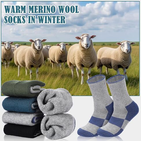 Suhine 12 Pairs Merino Wool Socks for Men Boss Day Gifts Thick Thermal Winter Warm Hiking Cushion Boot Work Socks (One Size Fits 6-13) in Saudi Arabia