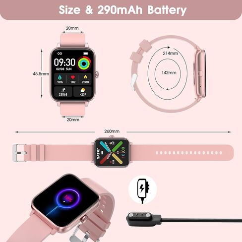 ساعة ذكية (تلقي المكالمات/الاتصال الهاتفي) لتتبع اللياقة البدنية متوافقة مع iPhone وAndroid، شاشة لمس كاملة 1.91 بوصة لمراقبة معدل ضربات القلب أثناء النوم وضغط الدم، ساعة رقمية مقاومة للماء IP67 للنساء والرجال - أسود in Kuwait