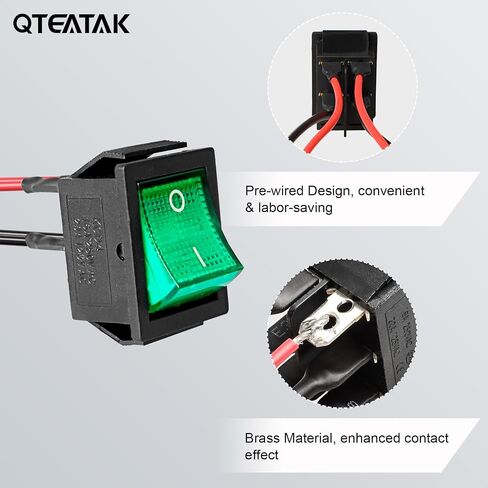 QTEATAK 2 حزمة أخضر LED سلكي مسبقًا قارب الروك تبديل التبديل 2 موقف ON-Off 4-Pin KCD4 التبديل 16A 250VAC 20A 125VAC in Kuwait