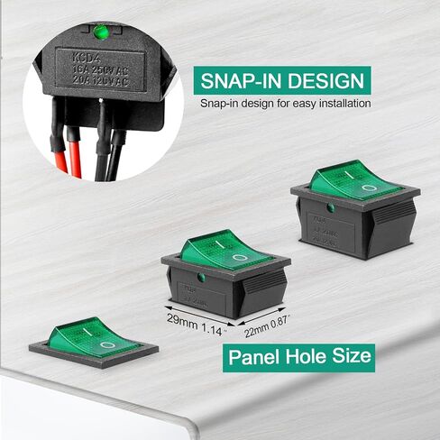 QTEATAK 2 حزمة أخضر LED سلكي مسبقًا قارب الروك تبديل التبديل 2 موقف ON-Off 4-Pin KCD4 التبديل 16A 250VAC 20A 125VAC in Kuwait