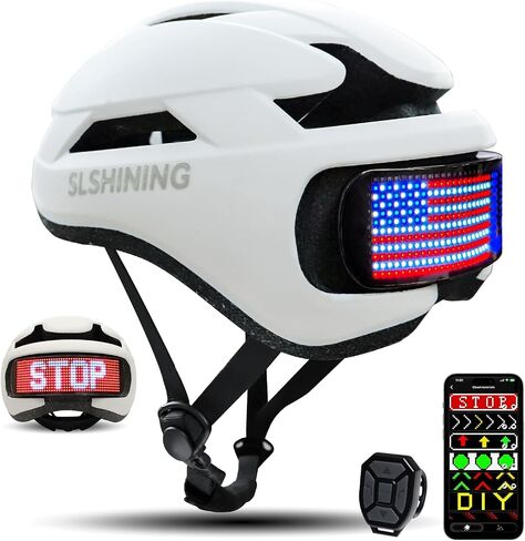 Adult Bike Helmet with LED Display, Smart LED Bicycle Helmet with Remote/APP Control, Waterproof Road Cycling Helmet with Turn Signals, with DIY Image Function, Speedometer, for Men/Women in Saudi Arabia