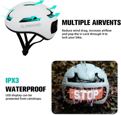 Adult Bike Helmet with LED Display, Smart LED Bicycle Helmet with Remote/APP Control, Waterproof Road Cycling Helmet with Turn Signals, with DIY Image Function, Speedometer, for Men/Women in Saudi Arabia