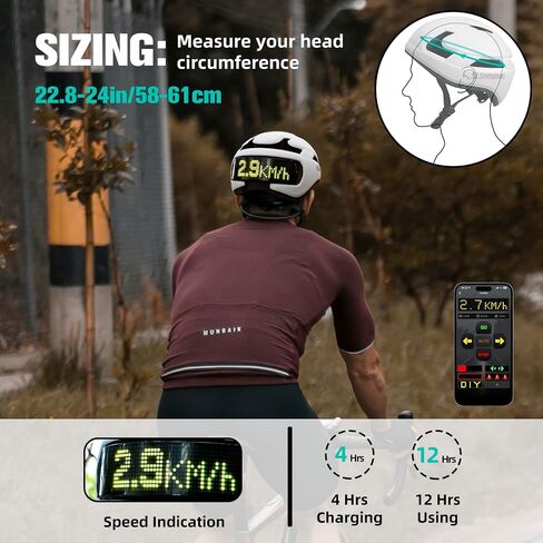 Adult Bike Helmet with LED Display, Smart LED Bicycle Helmet with Remote/APP Control, Waterproof Road Cycling Helmet with Turn Signals, with DIY Image Function, Speedometer, for Men/Women in Saudi Arabia