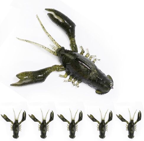Crawfish Lures for Bass Fishing, Pre-Rigged Soft Fishing Lures, Amazing Bass Fishing Gifts for Men, 3inch, 5/8oz, 5Pcs in Saudi Arabia