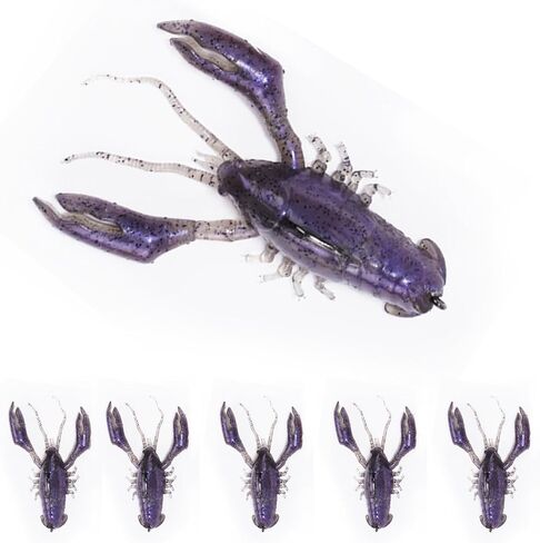 Crawfish Lures for Bass Fishing, Pre-Rigged Soft Fishing Lures, Amazing Bass Fishing Gifts for Men, 3inch, 5/8oz, 5Pcs in Saudi Arabia