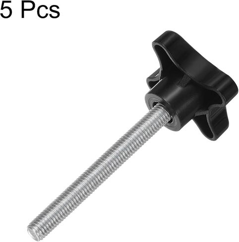 HARFINGTON 5pcs Star Clamping Knobs M10 x 80mm Metric Male Thread 60mm 4-Point Plastic Head Threaded Stud Knob Hand Tightening Thumb Screw Jig Handle, Black in Saudi Arabia