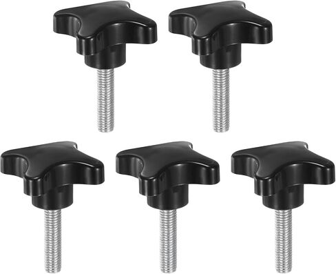 HARFINGTON 5pcs Star Clamping Knobs M10 x 80mm Metric Male Thread 60mm 4-Point Plastic Head Threaded Stud Knob Hand Tightening Thumb Screw Jig Handle, Black in Saudi Arabia