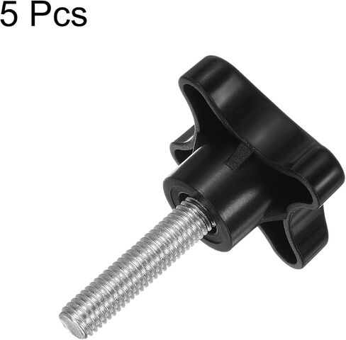 HARFINGTON 5pcs Star Clamping Knobs M10 x 80mm Metric Male Thread 60mm 4-Point Plastic Head Threaded Stud Knob Hand Tightening Thumb Screw Jig Handle, Black in Saudi Arabia