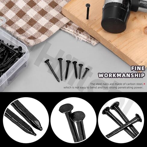 Hilitchi 1200PCS 6 Sizes Black Shoes Nails M10 M13 M16 M19 M22 M25 Carbon Steel Non-Slip Nails Tacks Black Metal Shoe Nails Assortment Kits for Shoes Boots Leather Heels Soles Repairs in Kuwait