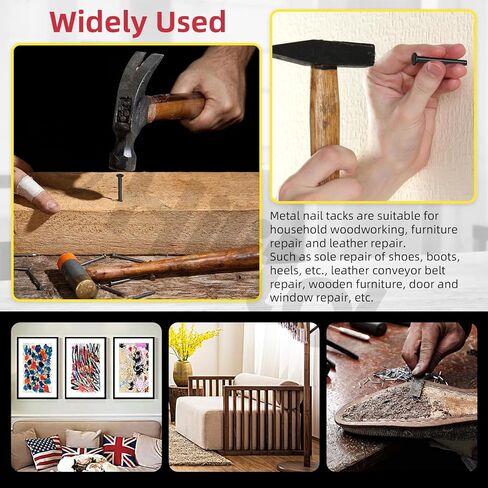 Hilitchi 1200PCS 6 Sizes Black Shoes Nails M10 M13 M16 M19 M22 M25 Carbon Steel Non-Slip Nails Tacks Black Metal Shoe Nails Assortment Kits for Shoes Boots Leather Heels Soles Repairs in Kuwait