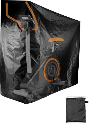 QWORK Exercise Bike Cover, Upright Outdoor Waterproof UV Dust Wind Bicycle Storage for Most Fitness Stationary Bikes, Premium Sport Training Bike (Black) in Saudi Arabia