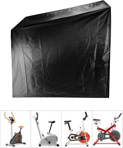 QWORK Exercise Bike Cover, Upright Outdoor Waterproof UV Dust Wind Bicycle Storage for Most Fitness Stationary Bikes, Premium Sport Training Bike (Black) in Saudi Arabia