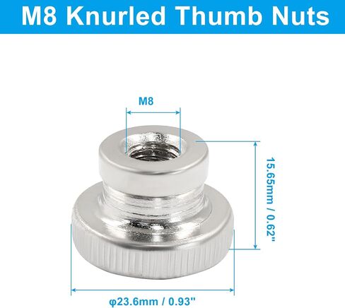 Hitefu 10Pcs M3x0.5mm Knurled Thumb Nuts, Nickel Plated Round Knob Fasteners, Metric Thread Adjusting Nuts for 3D Printer in Saudi Arabia