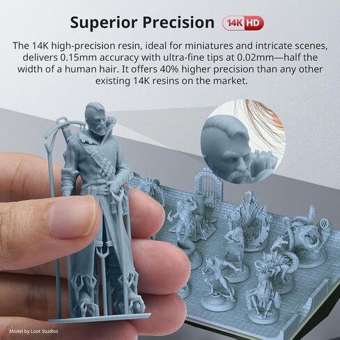 راتنج طابعة ثلاثية الأبعاد ANYCUBIC 14K، راتنج نسيج فائق الدقة، نموذج نهائي غير لامع، رائحة أقل، راتنج طباعة ثلاثي الأبعاد محسن لجميع طابعات LCD الراتنج ثلاثية الأبعاد (رمادي، 1 كجم) in Kuwait