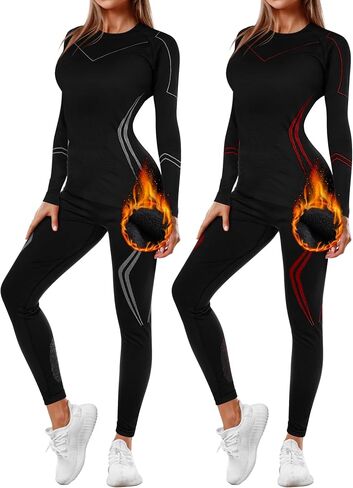 Patelai 2 Set Women's Thermal Ski Underwear Long Breathable and Warm Johns Base Layer Womens Cold Weather for Women in Saudi Arabia