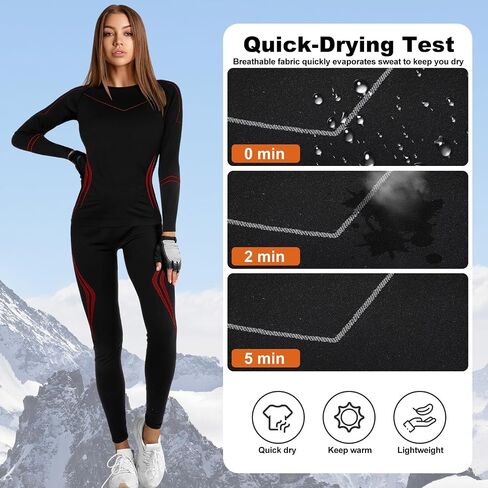 Patelai 2 Set Women's Thermal Ski Underwear Long Breathable and Warm Johns Base Layer Womens Cold Weather for Women in Saudi Arabia