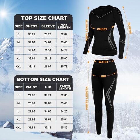 Patelai 2 Set Women's Thermal Ski Underwear Long Breathable and Warm Johns Base Layer Womens Cold Weather for Women in Saudi Arabia
