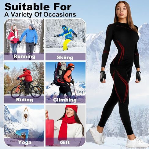 Patelai 2 Set Women's Thermal Ski Underwear Long Breathable and Warm Johns Base Layer Womens Cold Weather for Women in Saudi Arabia