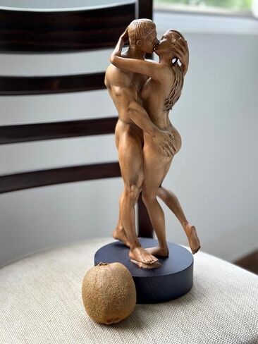 13.78'' Handmade Wooden Lovers Statuette - Romantic Beech Wood Sculpture, Hand-Carved Figurine for Home and Office Decor, Perfect Gift for Weddings, Anniversaries, Valentine’s Day in Saudi Arabia