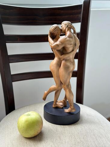 13.78'' Handmade Wooden Lovers Statuette - Romantic Beech Wood Sculpture, Hand-Carved Figurine for Home and Office Decor, Perfect Gift for Weddings, Anniversaries, Valentine’s Day in Saudi Arabia