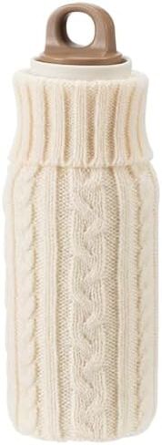 SHIMOYAMA Small Hot Water Bottle with Cover, 600ml Silicone Hot Water Bag for Pain Relief, Hand Warmer – Ideal for Waist, Back, Neck, and Shoulders, Beige in Saudi Arabia