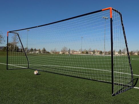 Vallerta® Premier Regulation Size Soccer Goals w/Weatherproof 4mm Net. 50MM Diameter Black Powder Coated/Corrosion Resistant Frame. Proffessional Practice Aid. in Kuwait