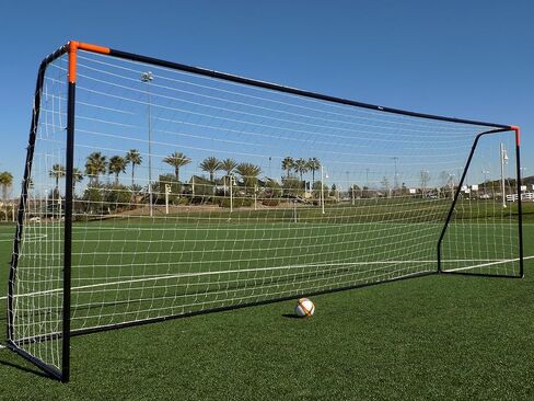 Vallerta® Premier Regulation Size Soccer Goals w/Weatherproof 4mm Net. 50MM Diameter Black Powder Coated/Corrosion Resistant Frame. Proffessional Practice Aid. in Kuwait