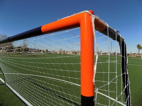 Vallerta® Premier Regulation Size Soccer Goals w/Weatherproof 4mm Net. 50MM Diameter Black Powder Coated/Corrosion Resistant Frame. Proffessional Practice Aid. in Kuwait
