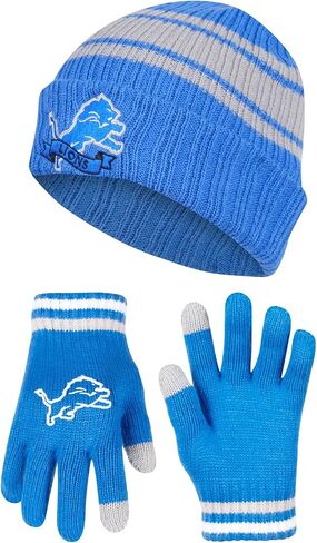 Ultra Game Youth NFL Official Super Soft Team Stripe Winter Beanie Knit Hat with Extra Warm Touch Screen Gloves in Saudi Arabia