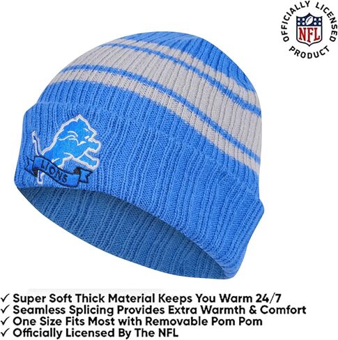 Ultra Game Youth NFL Official Super Soft Team Stripe Winter Beanie Knit Hat with Extra Warm Touch Screen Gloves in Saudi Arabia