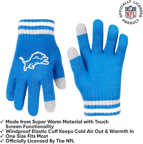 Ultra Game Youth NFL Official Super Soft Team Stripe Winter Beanie Knit Hat with Extra Warm Touch Screen Gloves in Saudi Arabia