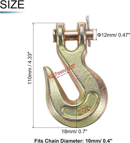 uxcell 1/4" Clevis Slip Hook, 2Pcs G70 Carbon Steel Chain Hooks with Safety Latch, Clevis Slip Hook 3300 Lbs Working Load Limit for Trailer Truck Transport in Saudi Arabia
