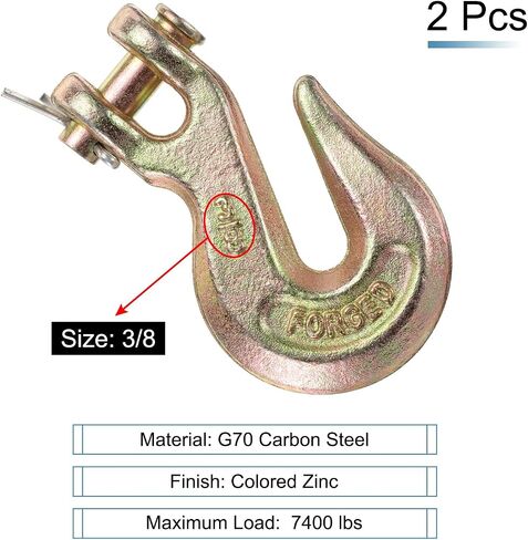 uxcell 1/4" Clevis Slip Hook, 2Pcs G70 Carbon Steel Chain Hooks with Safety Latch, Clevis Slip Hook 3300 Lbs Working Load Limit for Trailer Truck Transport in Saudi Arabia