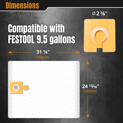 POWERTEC Shop Vacuum Bags 5PK for Festool CT MINI, CT MIDI (from 2019 onwards), CT15, CTC MINI/MIDI Dust Extractor, Replacement Fleece Filter Bags for Festool 204308 Shop Vacuum Dust Collection Bags in Saudi Arabia